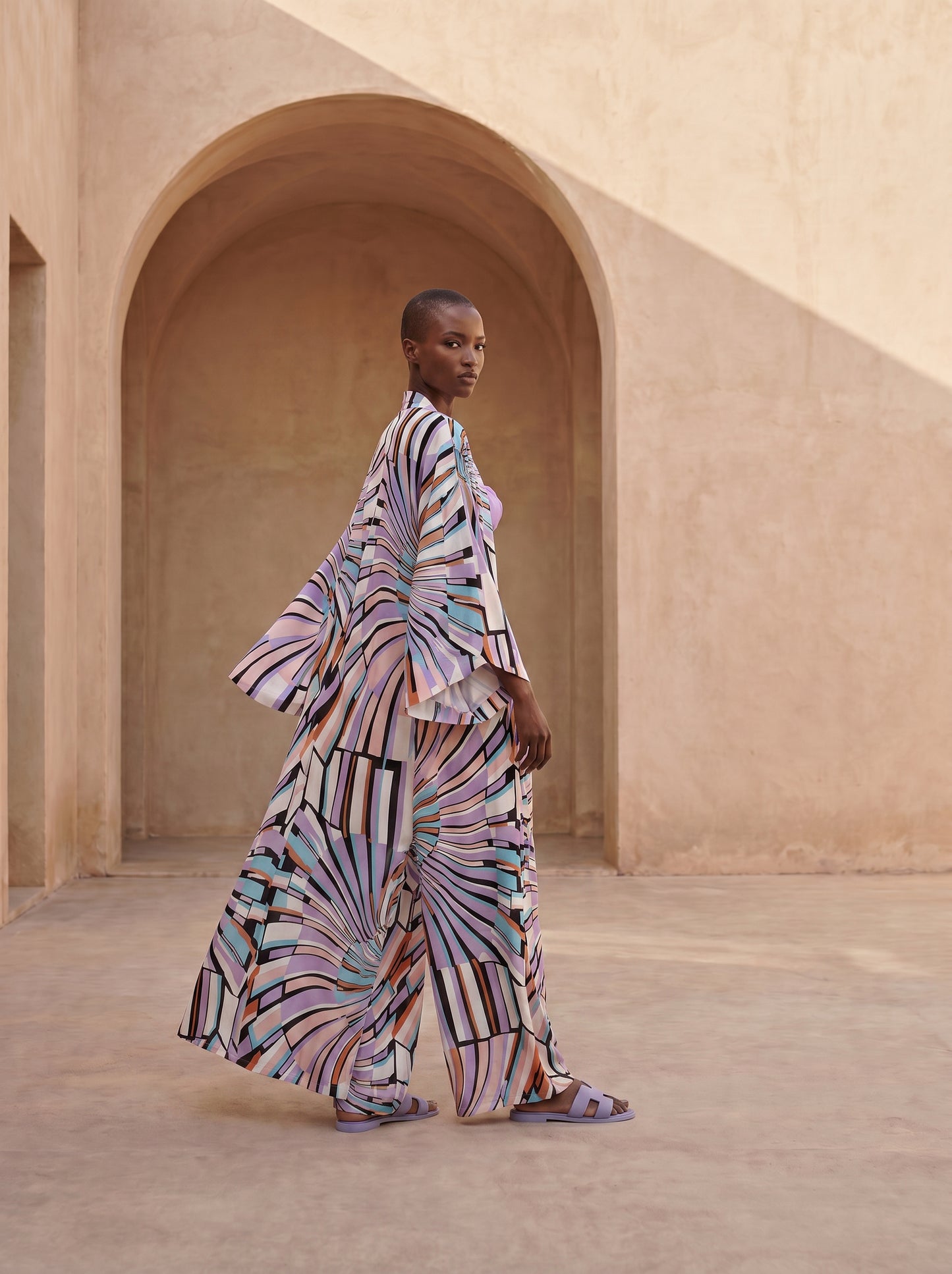 SPLIT BÜZGÜLÜ UZUN Kimono&PANTOLON TAKIM
