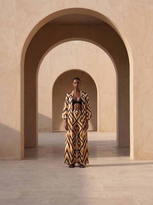 NAXOS BÜZGÜLÜ UZUN Kimono&PANTOLON TAKIM