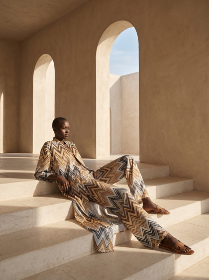 MONACO BÜZGÜLÜ UZUN Kimono&PANTOLON TAKIM