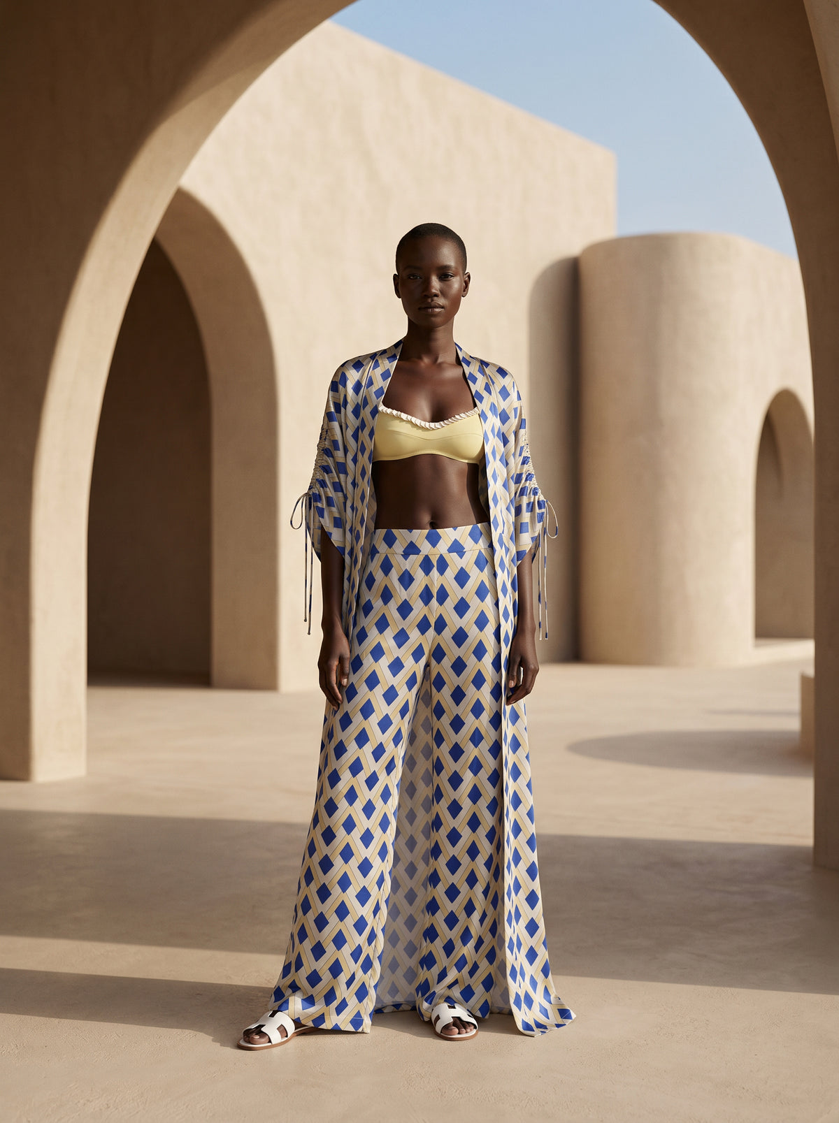 NICE BÜZGÜLÜ UZUN KIMONO&PANTOLON TAKIM