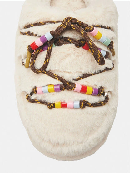 MULE CREAM FAUX FUR BEADS