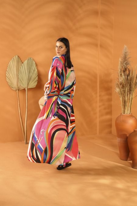 MULTI COLORED UZUN KIMONO