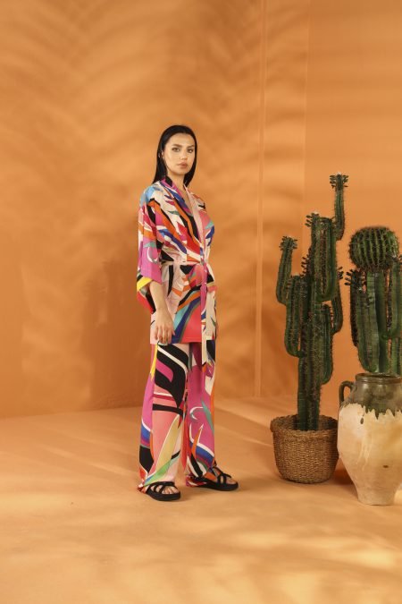 MULTI COLORED KIMONO PANTOLON TAKIM