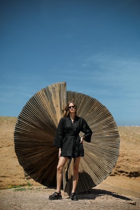 La Pause Siyah Kısa Kimono