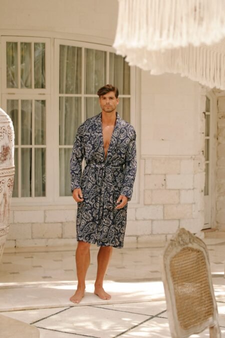 Armand Lacivert Kimono Sabahlık