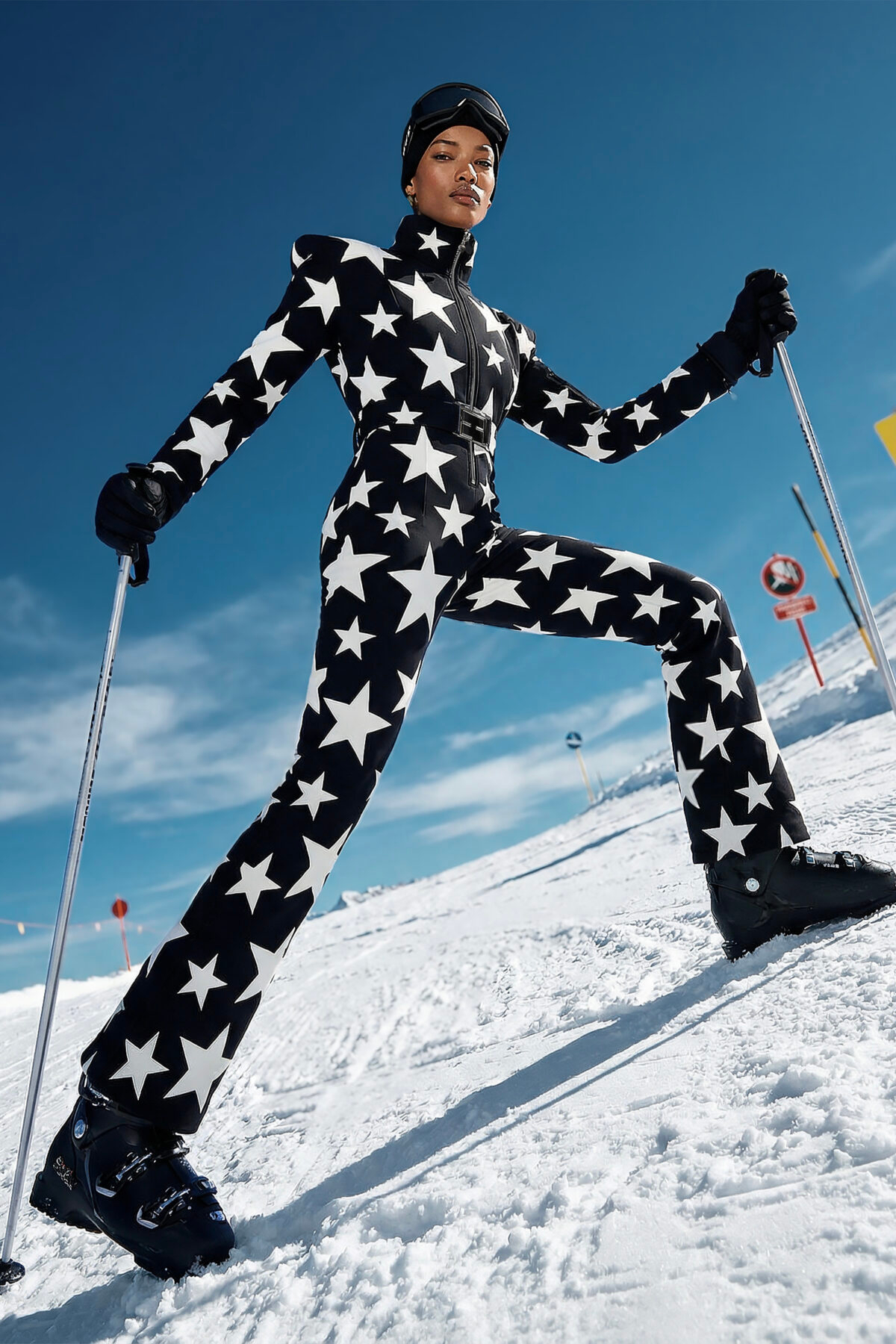 Les Deux Alpes-Noir Kayak Tulumu - Boot Cut